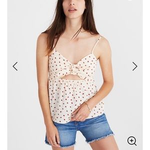Madewell Tie-Front Cami Top in Fresh Strawberries